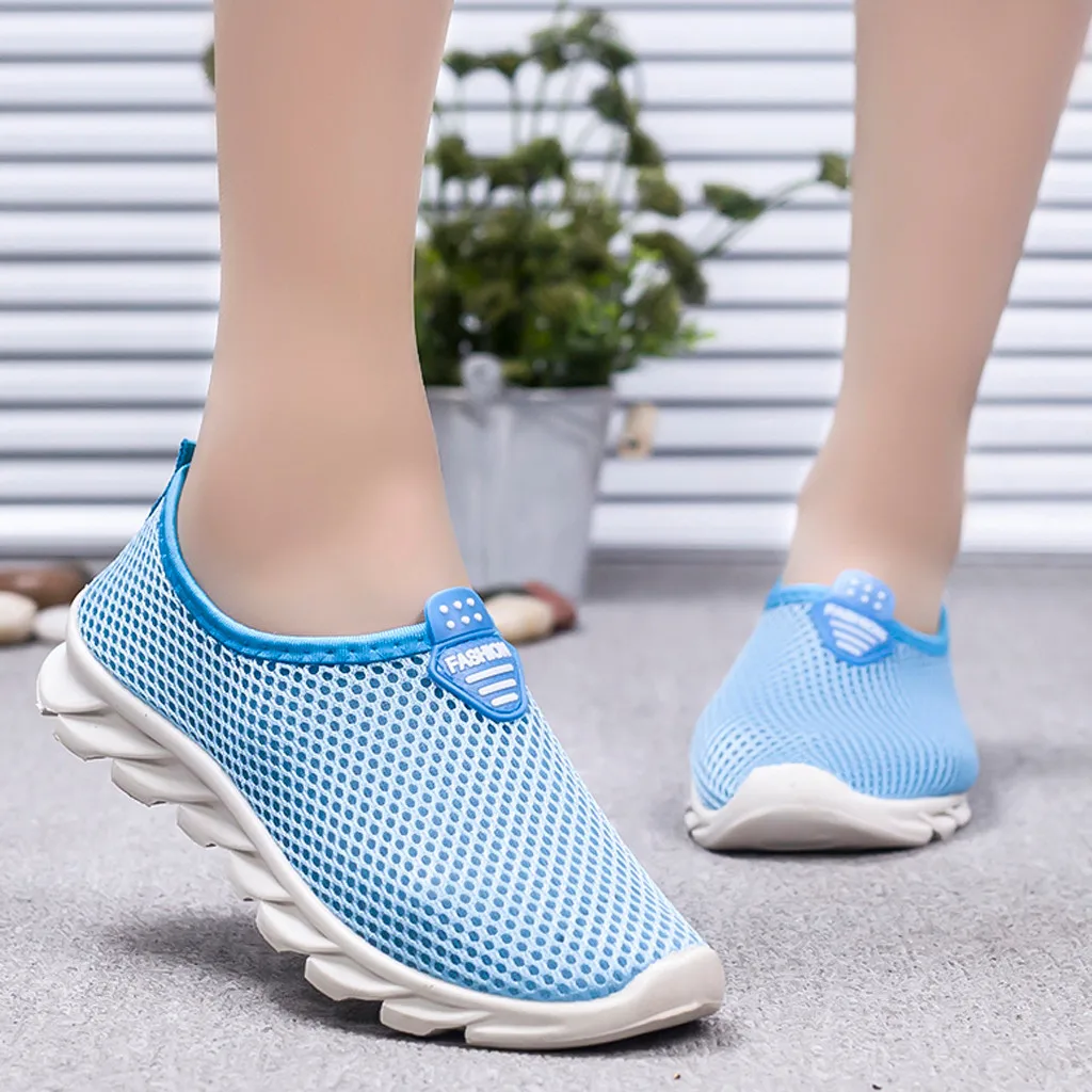 

Sneakers Women Breathable Mesh Solid Flat Platform Shallow Stretch Fabric Knited Spring Autumn Running Sport Shoes For Women#805