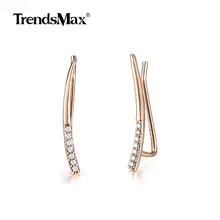 Trendmax, модная новинка 585, сережки-палочки из розового золота для женщин и девушек, кубический циркониевый светильник, хрустальные серьги-капли GE272