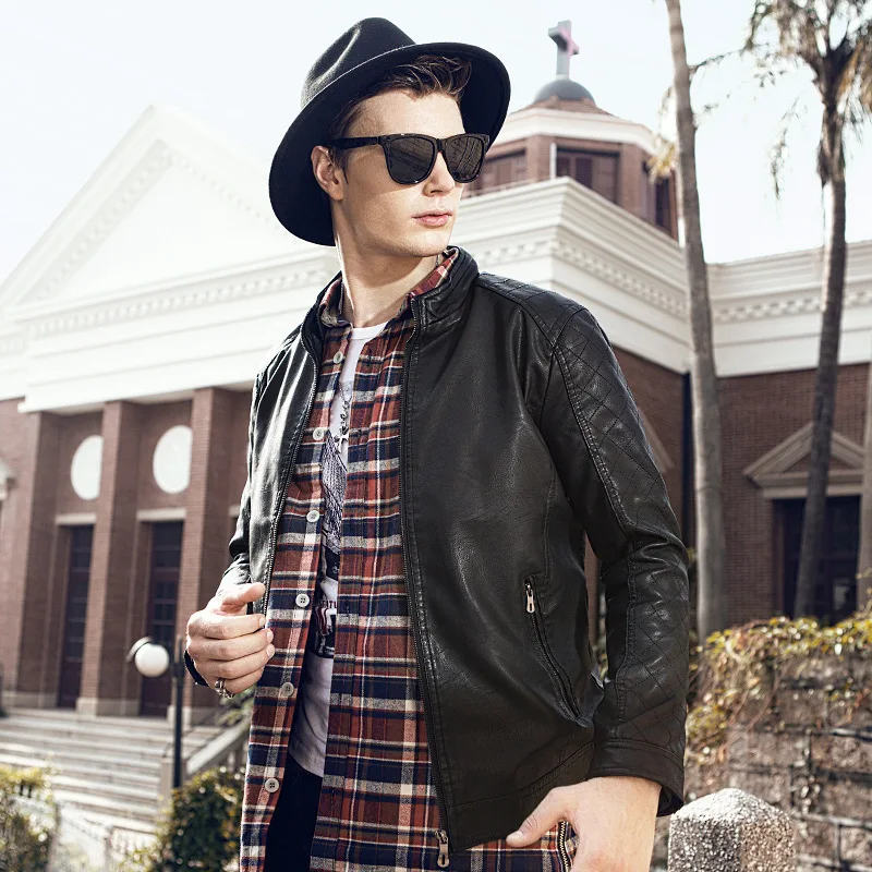 

2020 New Style MEN'S Leather Coat Coat Korean-style Slim Fit Locomotive Washing Leather Jacket Men's Handsome Trend