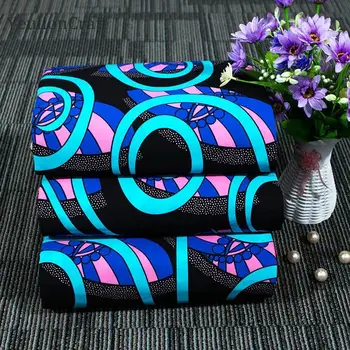 

Chzimade 1/3Yards Blue Flower Cotton Batik Fabric Ankara African Nigerian Real Wax Fabric For Women Dress Sewing Accessories