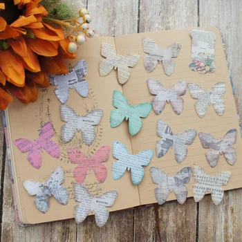 

44pcs DIY Newspaper Cut Butterfly Design Paper Sticker As Creative Craft Paper Background Scrapbooking Gift Tag DIY Use