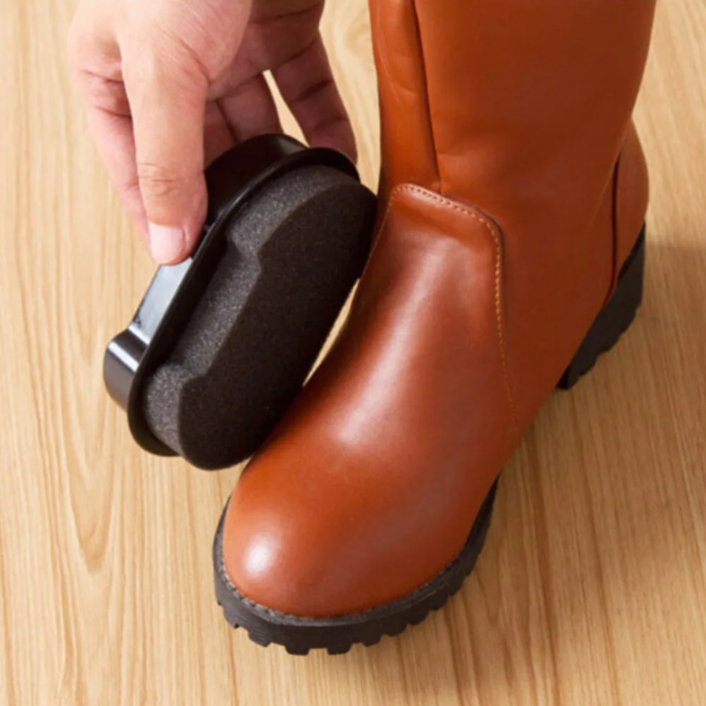 1Pcs Quick Shine Shoes Brush Shoe Boot bag sofa Cleaner Leather Polishing Cleaning liquid wax shining Sponge polisher 5