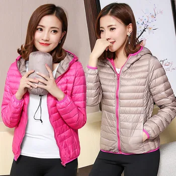

Women's Jackets Ultra Light Down Jacket Women 2020 New Autumn Winter Coat Jackets For Women Two Side female jacket KJ530