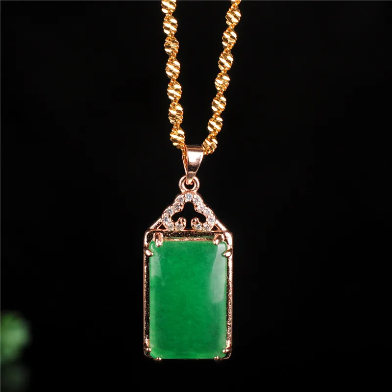 Natural Myanmar Green Jade Pendant With 