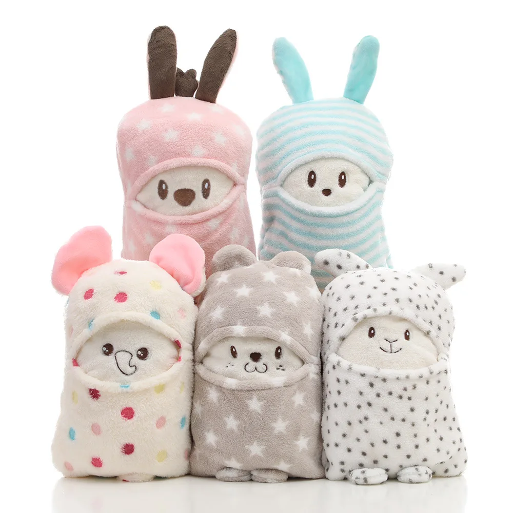 

Baby toys children's coral velvet pillow blanket cartoon baby toy blanket swaddle multifunction office nap leisure blanket