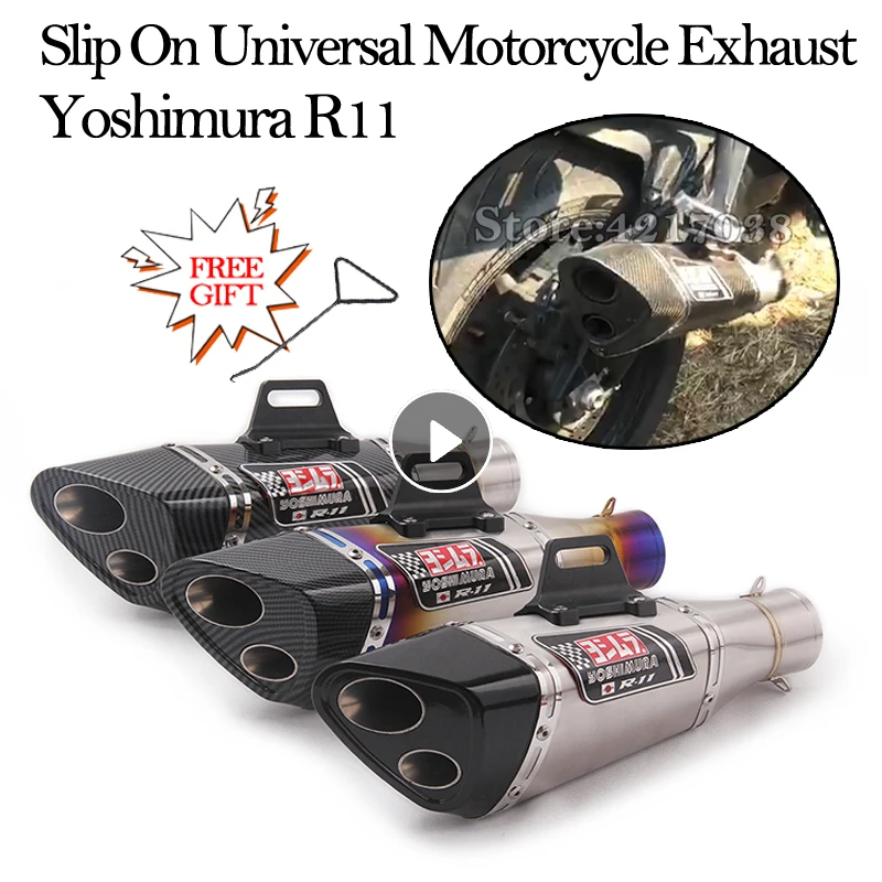 Slip On Universal Yoshimura R11 Tubo Di Scarico Moto Modificato Escape Moto 51Mm Per R3 R6 S1000Rr Ninjia400 Er6N Z900 Cbr250Rr