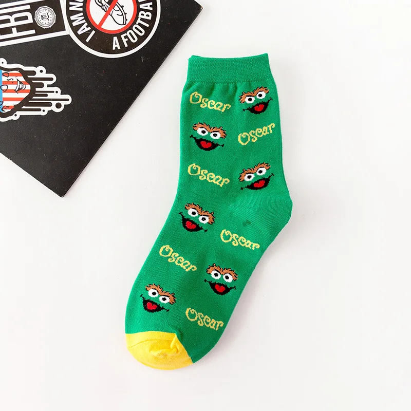 Anewmorn Women Creative Small Birds Print Cotton Crew Socks Girls Fashion Street Hip-hop Skateboard Casual Funny Happy Socks