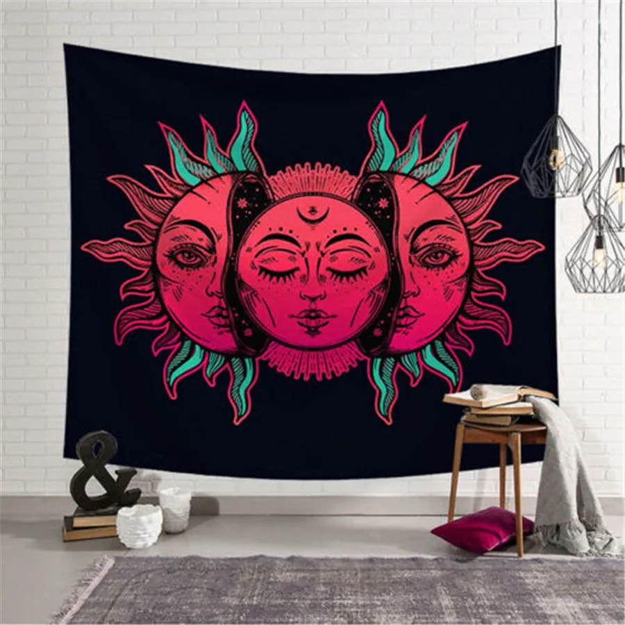Sun Moon Palm Mandala Indian Tapestry Hippie Wall Hanging Bedspread Throw Cover Bohemian Beach Mat Home