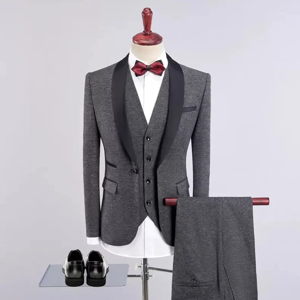 Spring/Autumn Burgundy Men Suits Slim Fit Wedding Tuxedos Groomsmen Blazer+Vest+Pants 3 Pieces Ropa De Hombre Male Clothing 2022 sport coat