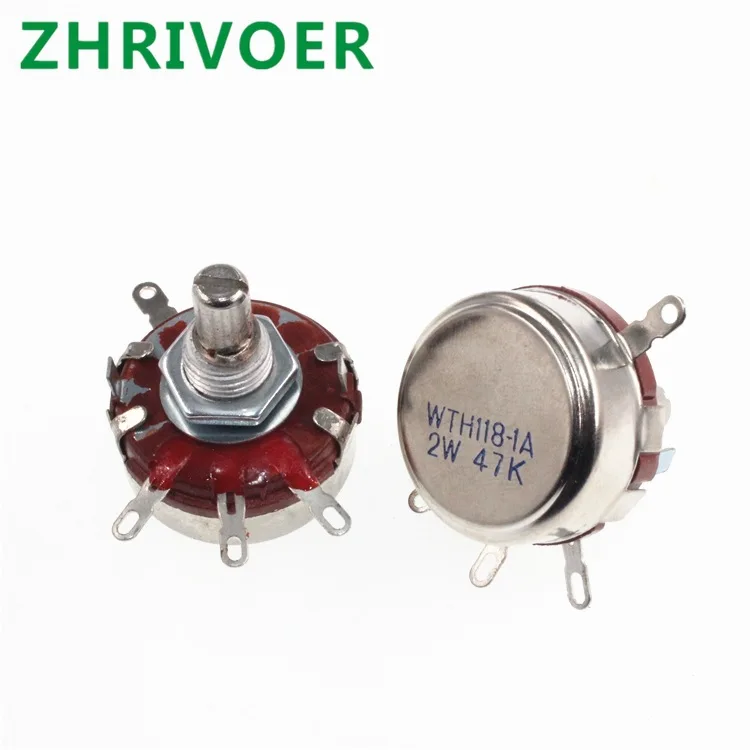 

2PCS Single turn potentiometer carbon film potentiometer wth118-1a 2W 47K adjustable resistance governor 1L 2L 3L 4L