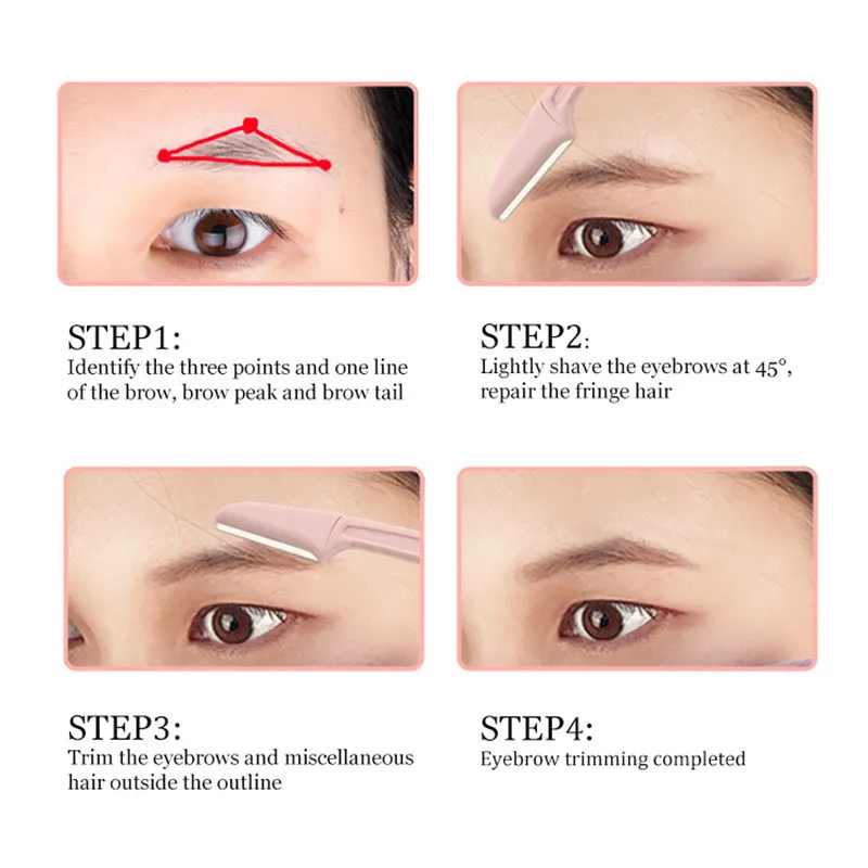 Foldable Portable Eyebrow Trimmer Makeup Facial Eyebrow Lip Folding Razor Hair Remover Sharp Stainless Steel Makeup Tools 1/3pcs eyebrow trimmer set,eyebrow trimmer,eyebrow razor set,eyebrow razor,facial hair remover,hair remover,eyebrow trimmer blade