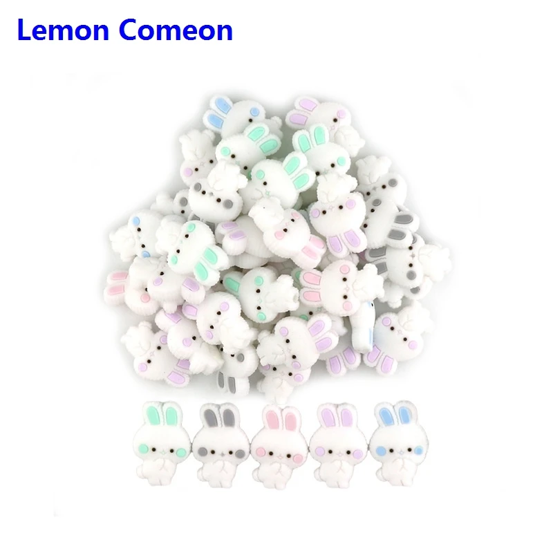 

Lemon Comeon 3PC Silicone Rabbit Beads Baby Teether Accessories DIY Teething Beads Food Grade Silicone Toy For Necklace Bracelet