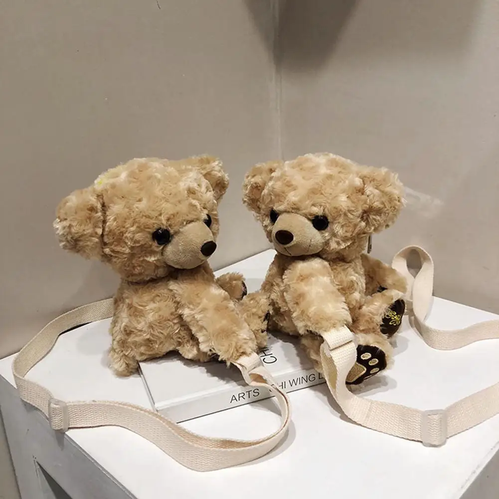 

Cute Soft Plush Bear Doll Zipper Backpack Schoolbag Travel Pouch Christmas Gift Doll Toys Birthday Gift For Children Bag