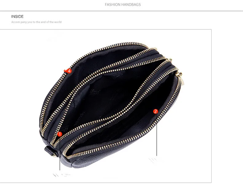 bolsa com zíper macio couro genuíno senhoras