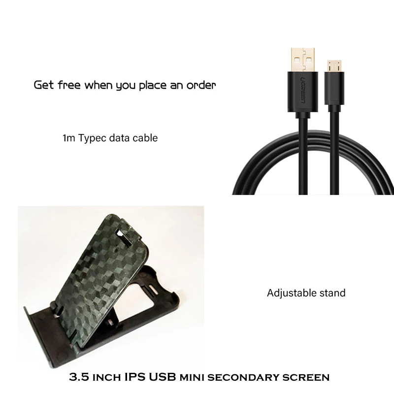 3.5 Inch IPS Type-C Secondary Screen Computer CPU GPU RAM HDD Monitor USB Display For Freely AIDA64 mini monitor computer secondary screen