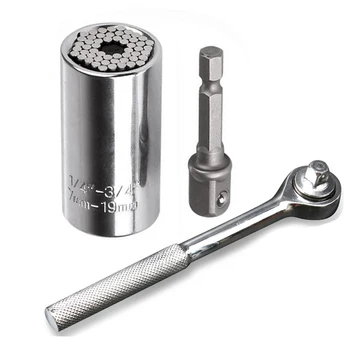 

Universal Torque Wrench Head Set Socket Sleeve Magic Hand Tools 7-19mm Power Drill Ratchet Bushing Spanner Key