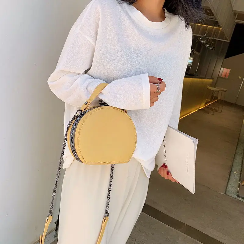 

Summer Textured Bag Women's 2019 New Style Wine Pot Rivet Hand Small round Bag Korean-style Versatile Shoulder