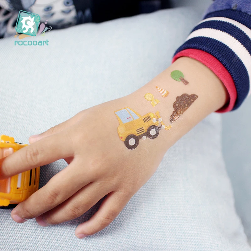 Мода маленький автобус водонепроницаемый временные татуировки дети мультфильм автобус автомобиль татуировки наклейки Дети поддельная флеш-Татуировка
