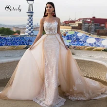 Optcely/красивые свадебные платья с рукавом-крылышками и шампанским; ; съемная аппликация; бисероплетение; Принцесса; мечта; Vestido de Noiva