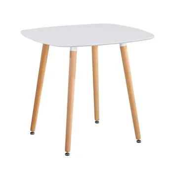 

GOLDFAN Square Wood Dining Table Modern Kitchen Table Coffee Table with Natural Beech wood Legs, White(Table Only)
