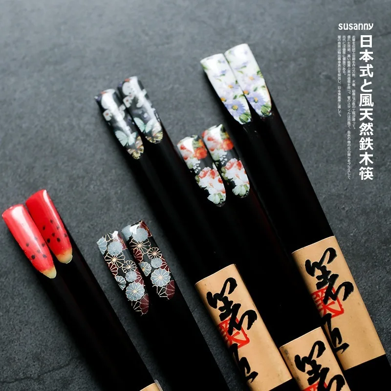 Деревянные палочки для еды в японском стиле железные деревянные ногтей