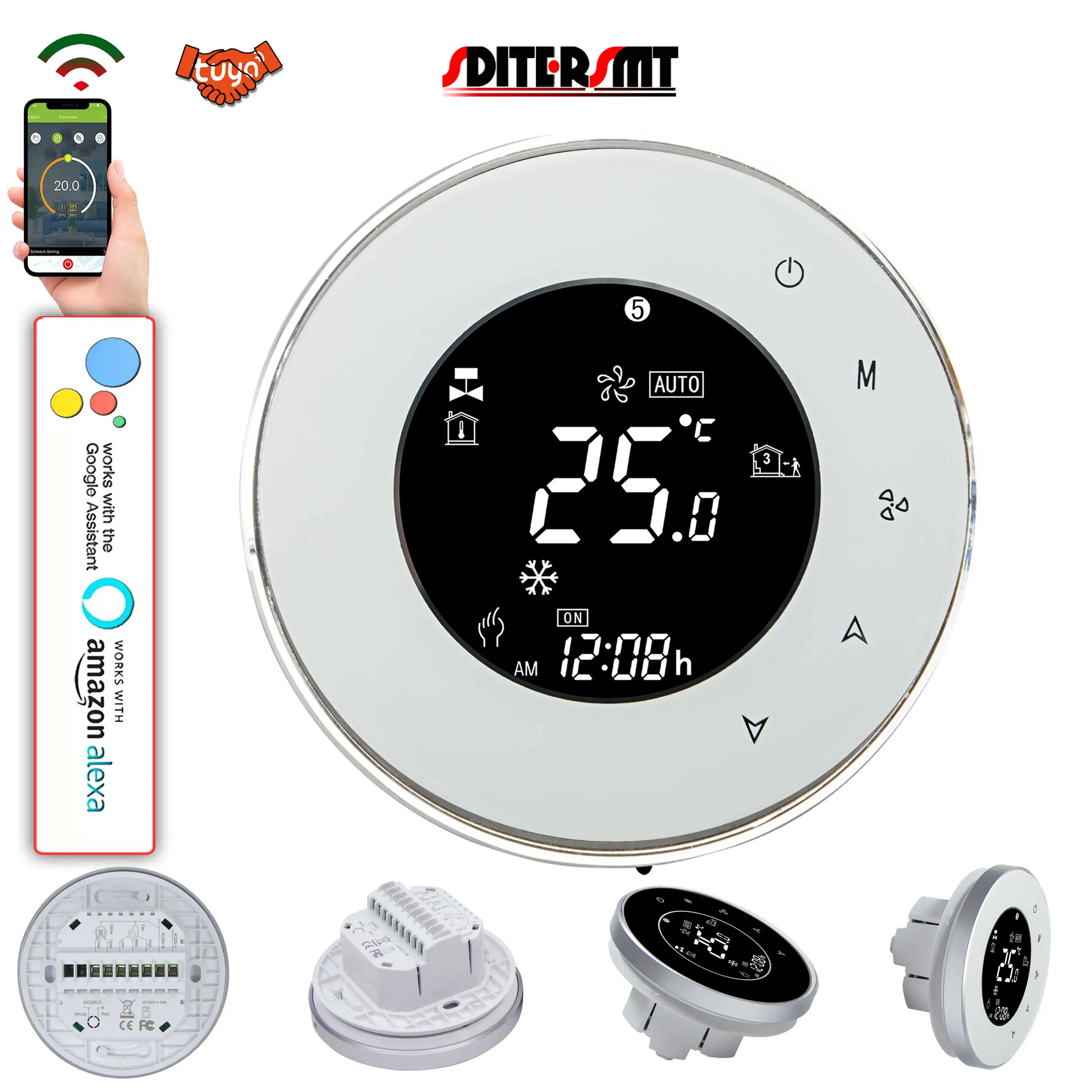 Wifi Digital Thermostatic Control Temperature Switch Ac For Eu Round