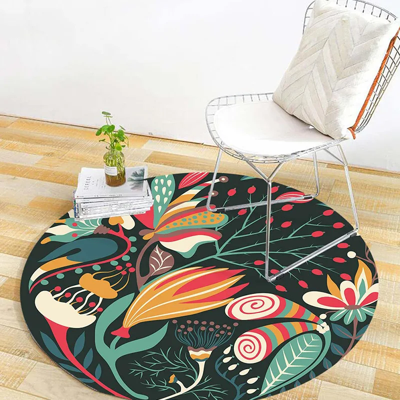 

Dream Forest Round Soft Non-Slip Absorbent Carpet Yoga Mat Baby Crawling Mat Forest Style Home Practical Decorations
