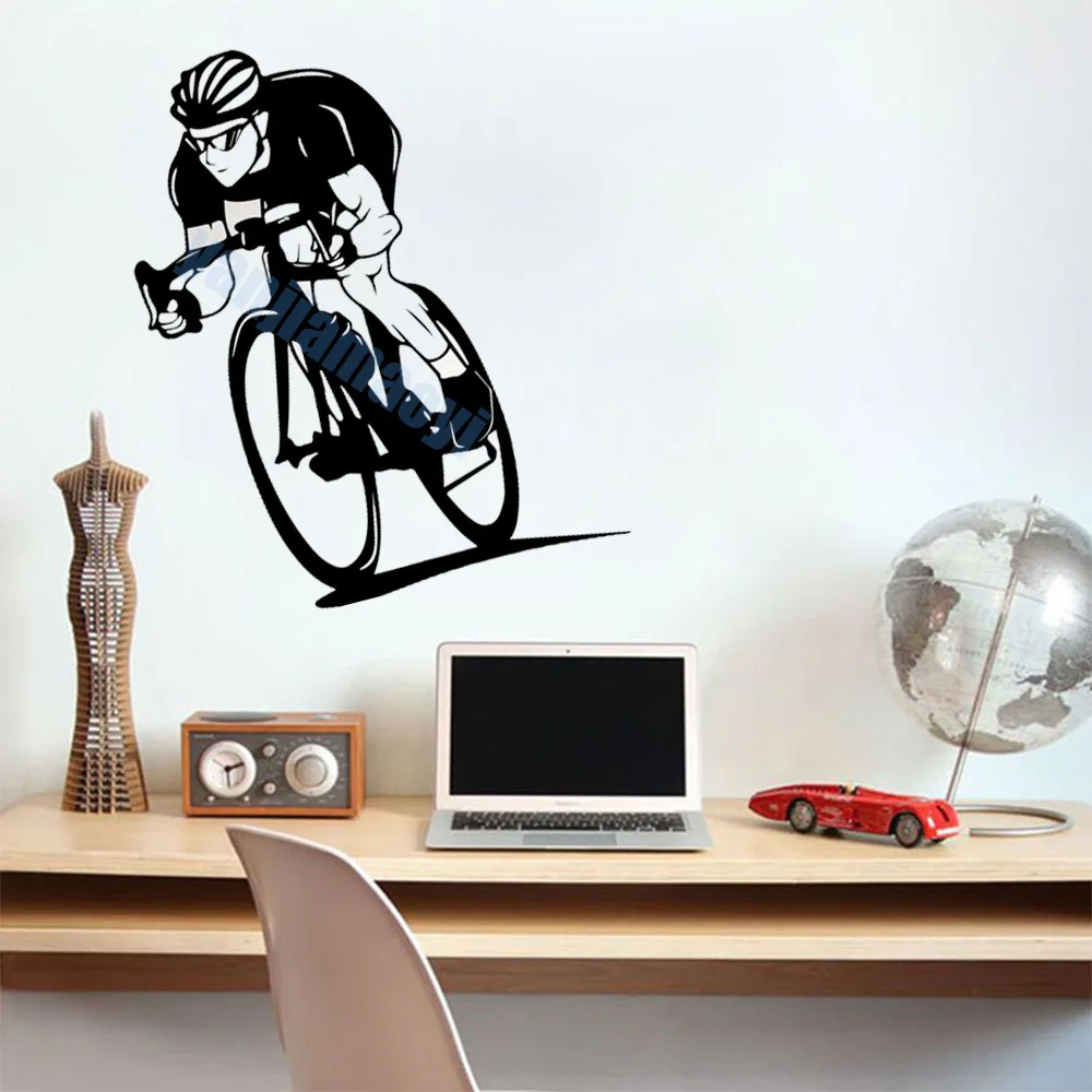 

Wall Sticker Cyclist Paste For Living Room Bedroom Decorative Mural Home Decor Creative Funny Sticker