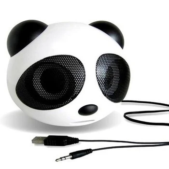 

Mini Portable Panda Travel Speaker with 3.5mm USB Audio Jack Plug, HIFI Sound, Multimedia Speakers for Computer Laptop