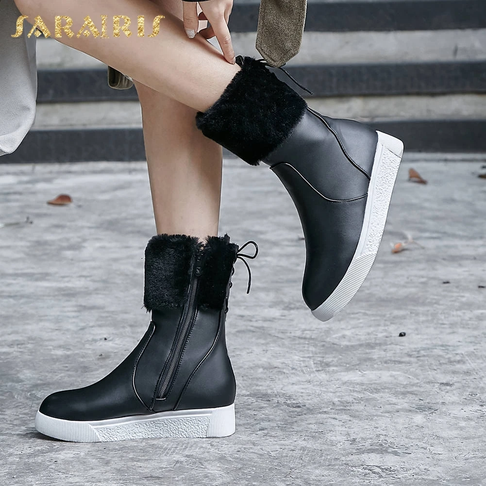 

Sarairis new fashion 2019 Wholesale Zip Up Ankle Boots Woman Shoes Platform Increasing Heels Warm Winter Shoes Women Boots