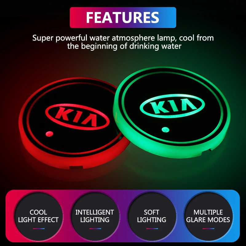 LED Water Cup Light Anti-Slip Coaster Car Logo For Suzuki jimny Swift SX4 Vitara Ignis Baleno Celerio Kizashi Splash XL7 | Автомобили и