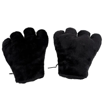 

2 x Black Cat Foot Paw Plush Gloves Party Cosplay