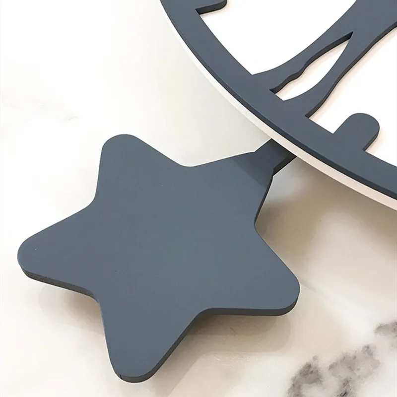Creative Wooden Quartz Wall Clock Living Room Simple Silent Wall Clock Nordic Elk Fashion Pentagram Pendulum Clock Home Decor