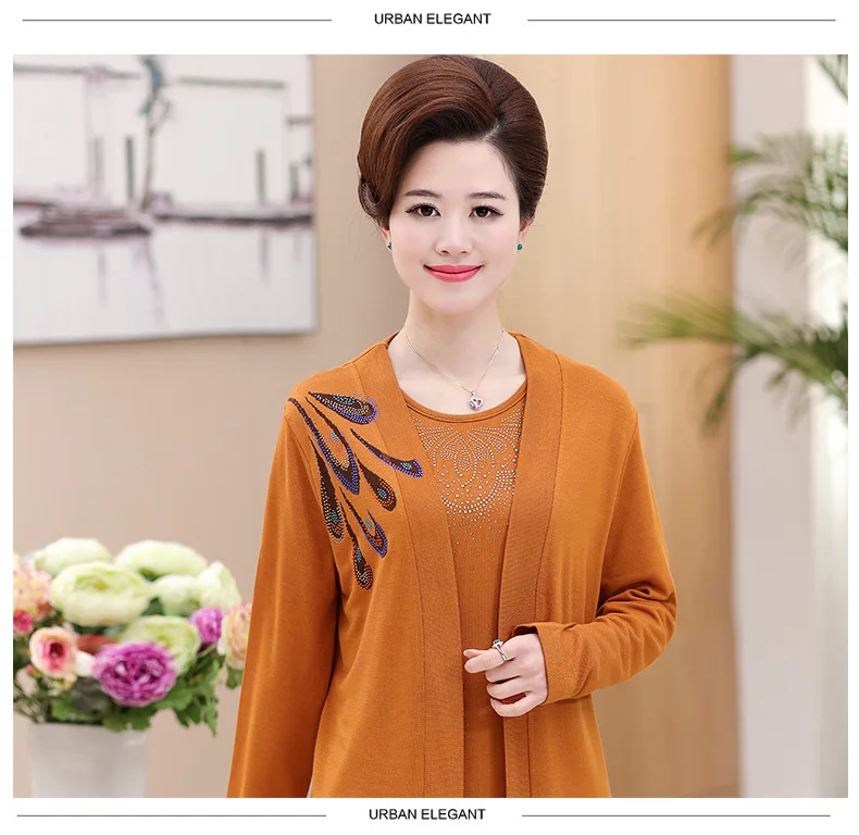 Осень feminino пончо blusa трикотажные женские вязаный свитер женские длинные рукава Кардиган, большие размеры матери комплект одежды S277