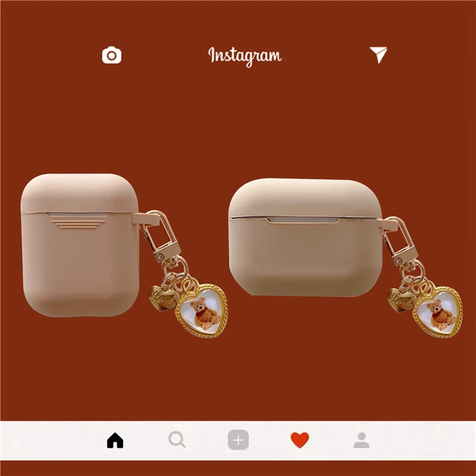Чехлы для AirPods 1 2 чехол корейский милый медведь любовь подвеска брелок 3 Pro мягкий