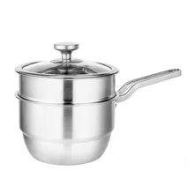 Stainless Steel Milk Pot Double-layer Steamer Multifunction Steam Pot Cooking Pots(18cm Pot+Steaming Rack