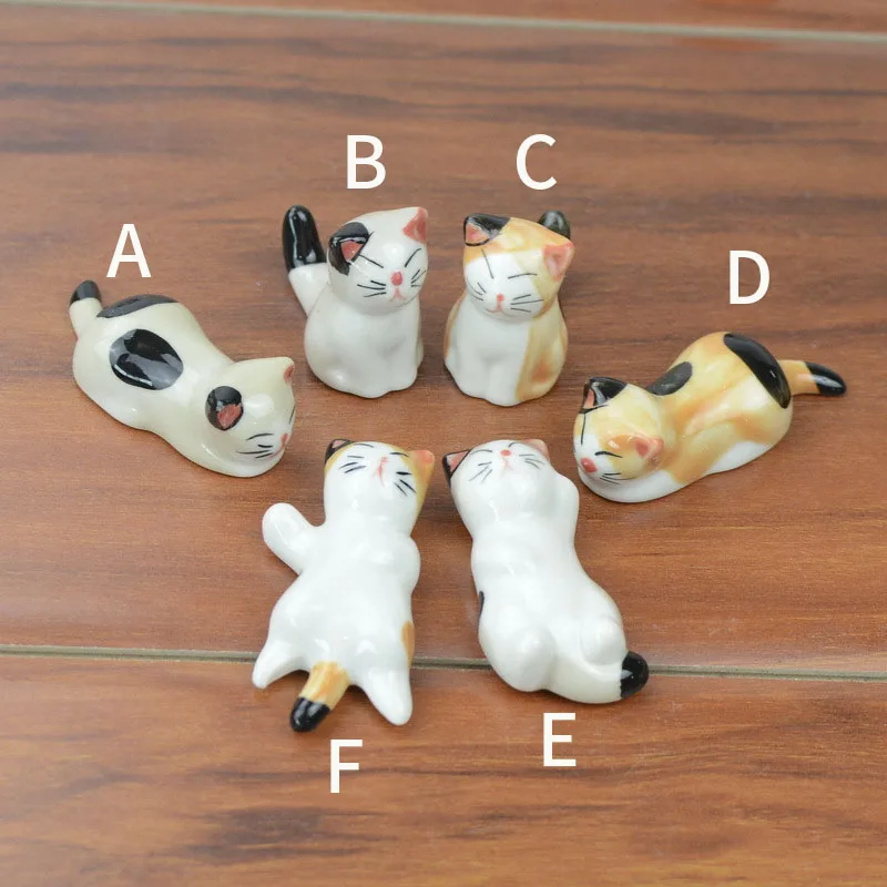 Столовые приборы, керамические палочки для еды, держатель для еды Lucky Cat, набор из шести котят