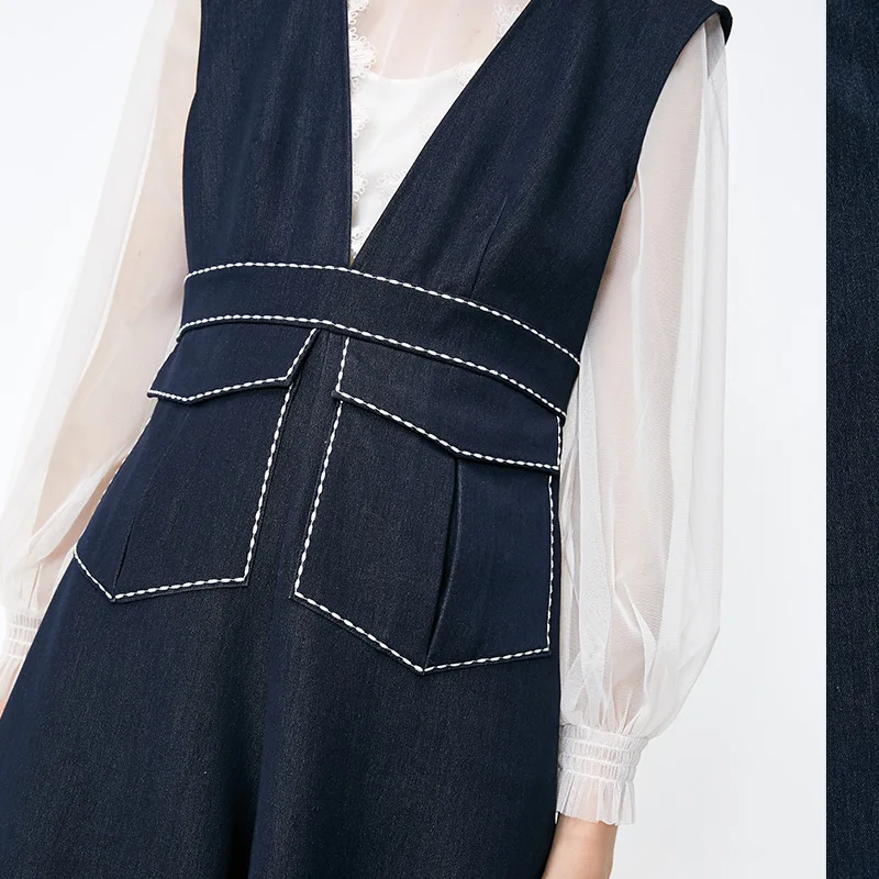 Vero Moda Новые поступления джинсовые комбинезоны с широкими штанинами | 3183D4502