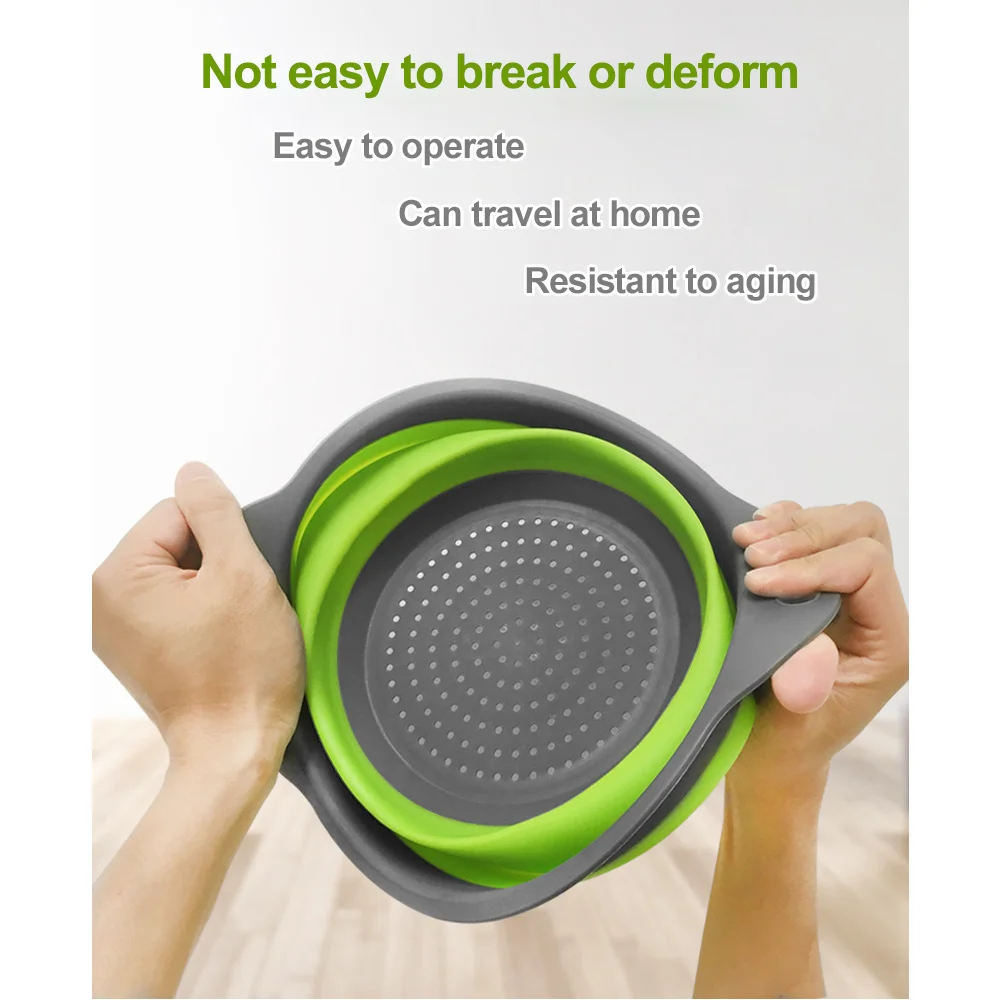 Foldable Drain Basket Fruit Vegetable Washing Kitchen Tools Folding Colander Silicone Scalable Drainer Collapsible Sink Strainer