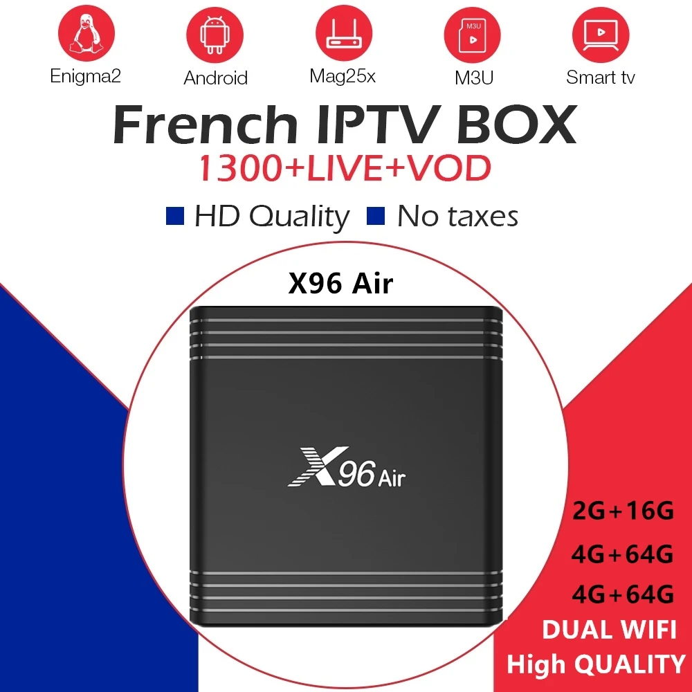 X96Air ТВ приставка android 9,0 французская ip ТВ подписка 16G 32G 64G rom+ 1300Live NEO tv Арабский Beigium Morocco smart ip tv приставка