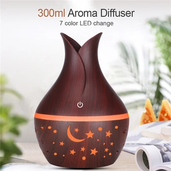 

USB Wood Grain Essential Oil Diffuser 330ml Ultrasonic Humidifier Household Aroma Diffuser Aromatherapy Mist Maker with Light