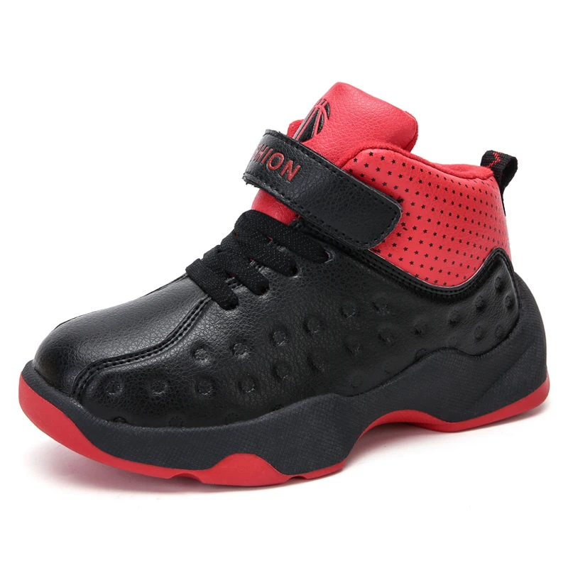 Высококачественные Нескользящие Детские кроссовки на толстой подошве; Модные баскетбольные кроссовки для мальчиков и мужчин; детская спортивная обувь; спортивная баскетбольная обувь для мальчиков - Цвет: BL-red