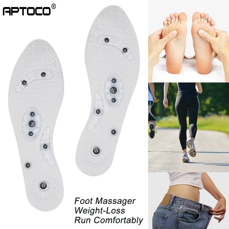 Aptoco Magnetic Therapy Silicone Insoles Transparent Slimming Insole Massage Foot Care Shoe Pad Sole
