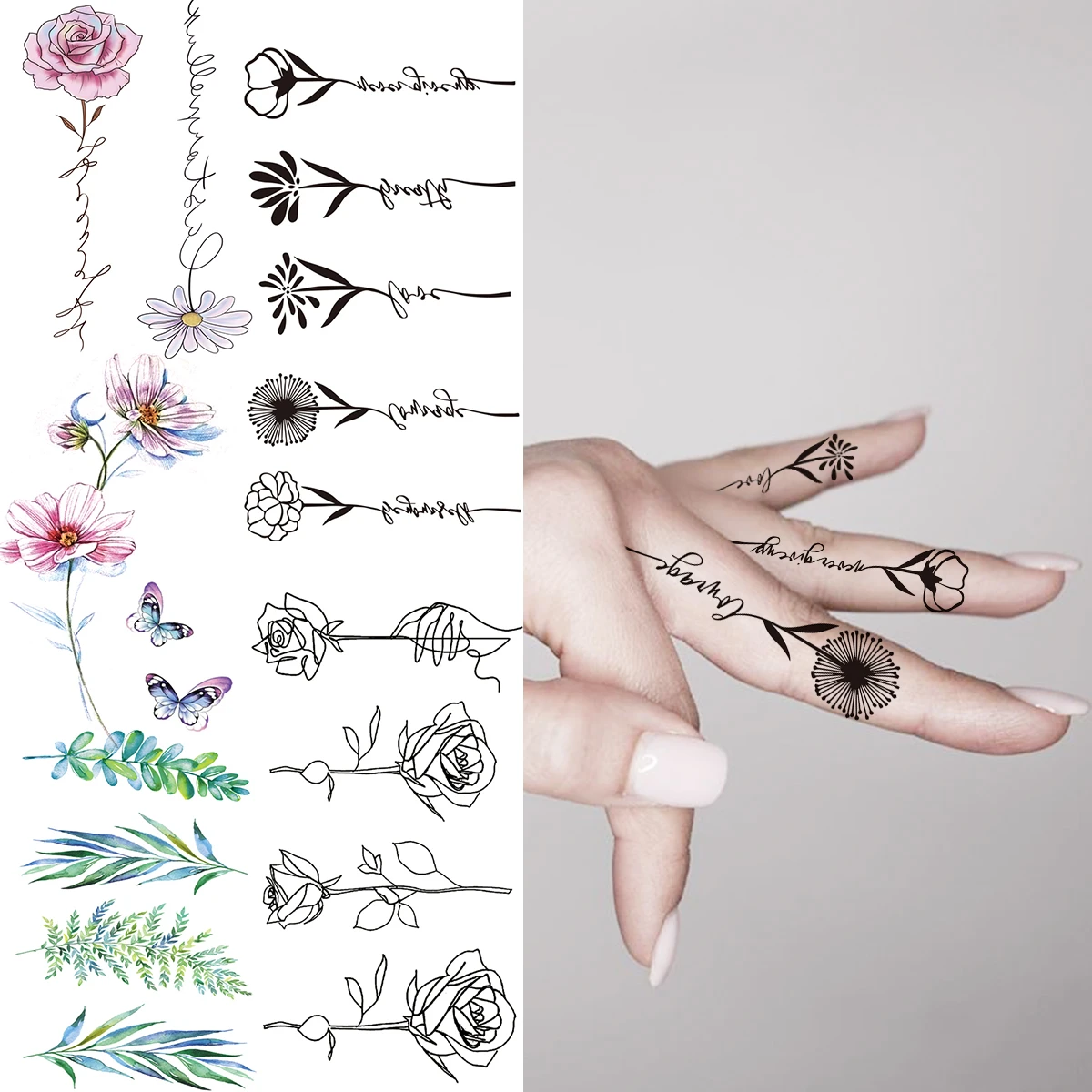 Minimalist white flower tattoo on the finger