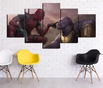 

HD Print Movie Posters Oil Painting Home Decor Wall Art on Canvas Deadpool VS Thanos Bane vs Venom Thanos vs Darkseid 5PCS/SET