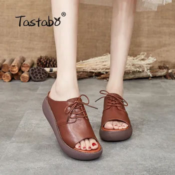 

Slippers Women Wedges Slippers Summer Lace Up Slides Black Flat Sandals Non-slip Casual Flip Flops Beach Flats Shoes H8823