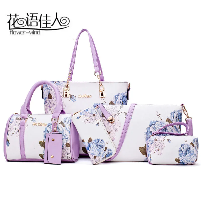 

2019 Autumn And Winter New Style Printed Women's Handbag Different Size Bags Six Pieces Set Shoulder Hand Women's Large Bag