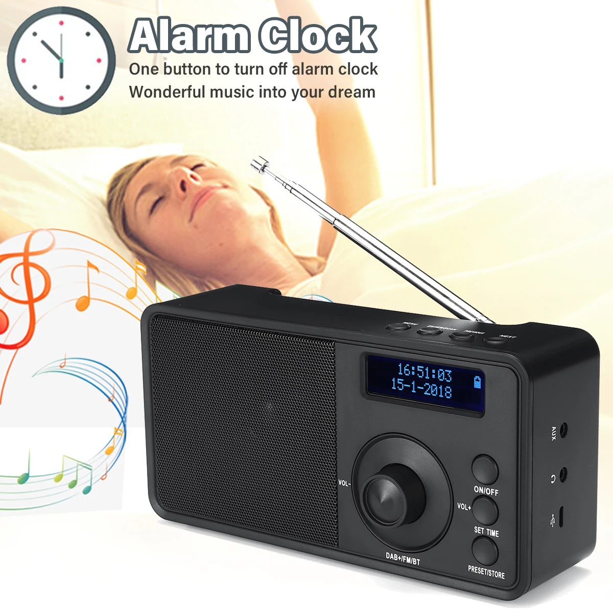 Цифровой DAB + fm радиоприемник портативный bluetooth мини стереозвук музыкальный плеер