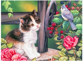 

flowers diamond mosaic painting cats birds rhinestone embroidery animal diamond art drawing picture puzzle wall paper home decor