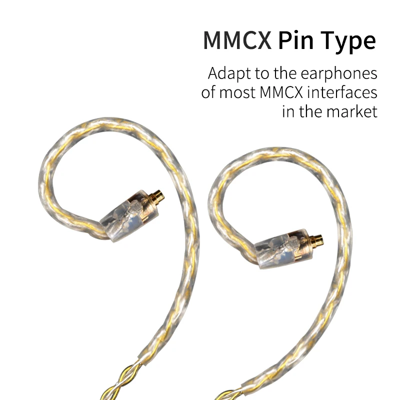 KZ наушники Модернизированный позолоченный посеребренный медный смешанный кабель MMCX/2pin кабель для наушников V90 BA5 KZ ZSX ZS10 PRO AS10 BLON BL-03 - Цвет: MMCX